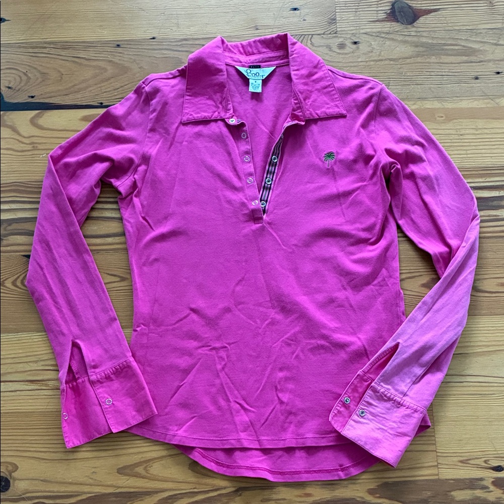 Lilly Pulitzer Hot Pink Long-Sleeve Polo Top